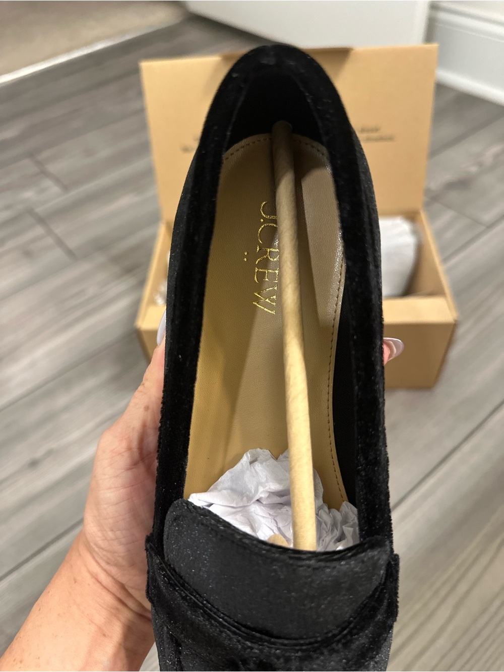 J. Crew Black Velvet Tassel Loafers Women’s Slip On Flats NIB - Picture 4 of 6